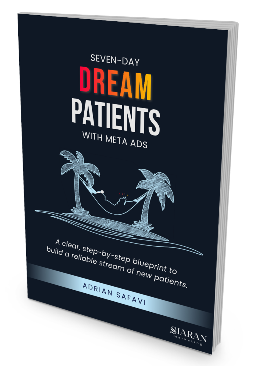 Silhouette of a dentist lying on a hammock on a beach, reading a book.